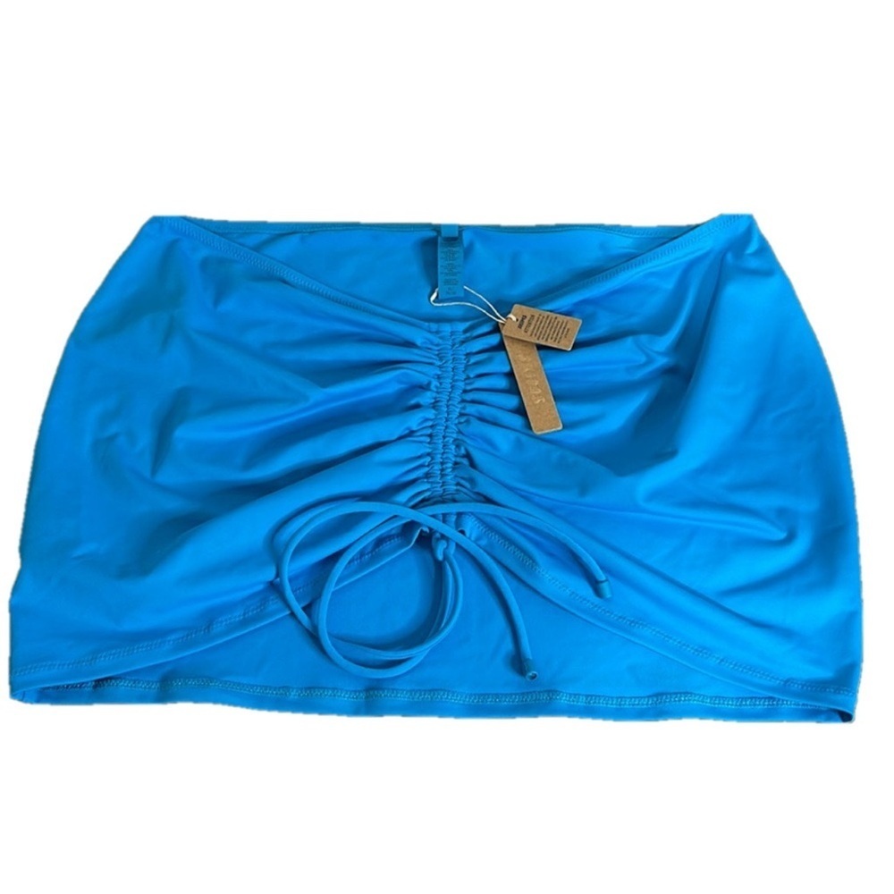 SKIMS (B10) SWIM RUCHED MINI SKIRT TURQUOISE BLUE SIZE MEDIUM NWT